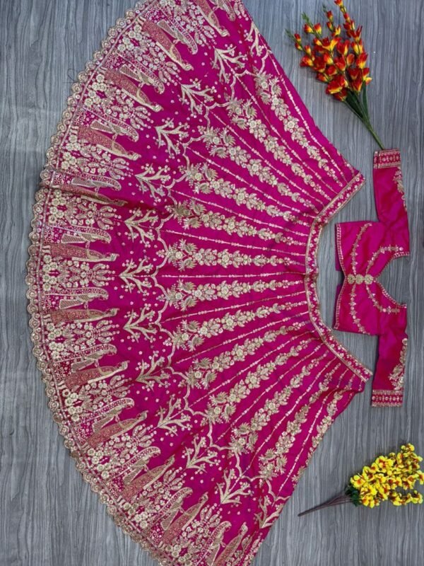 Pink Georgette Dinner Lehenga with Full Flair