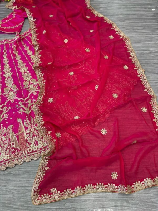 Pink Georgette Dinner Lehenga with Full Flair