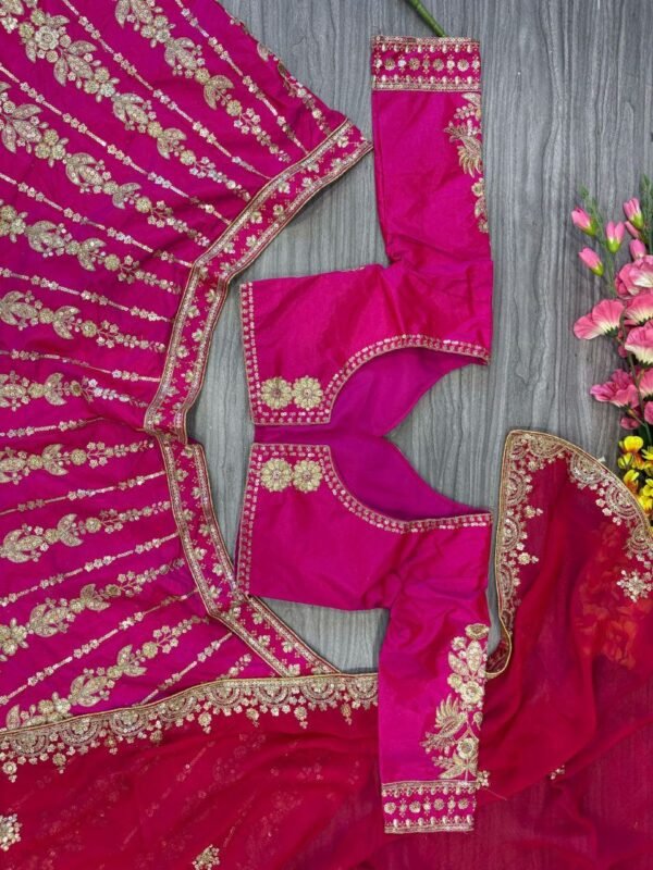 Pink Georgette Dinner Lehenga with Full Flair