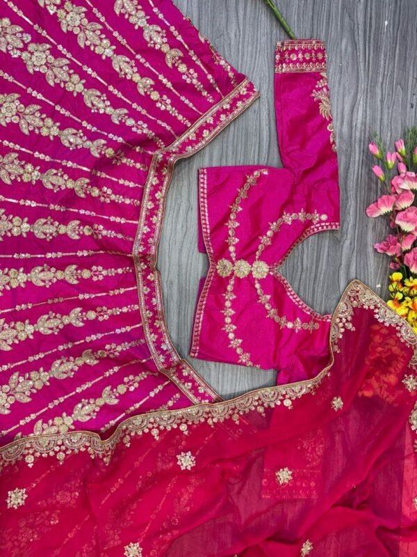 Pink Georgette Dinner Lehenga with Full Flair