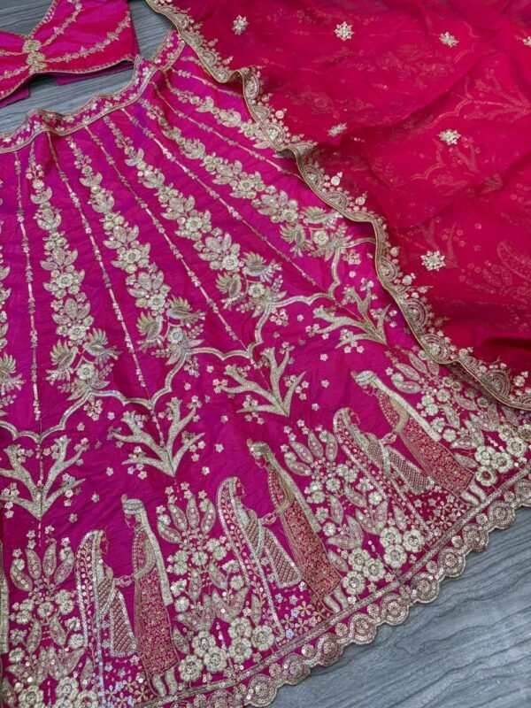 Pink Georgette Dinner Lehenga with Full Flair